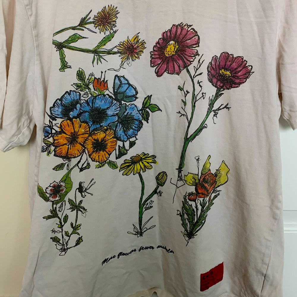 Oversized More Flowers Less Assholes TShirt.